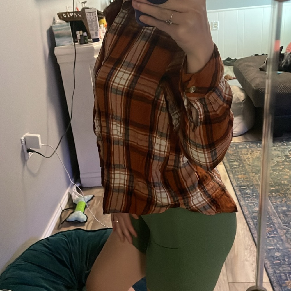 Burnt orange plaid shirt